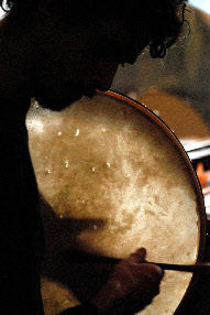Bodhran player (photo by Paul Dengate)